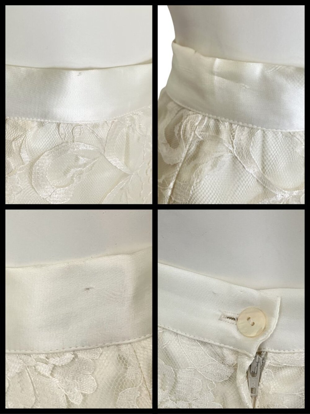 Vintage 80s Scott McClintock Ivory Lace Wedding Skirt Suit Set. XS 4. Bridal - Picture 13 of 14